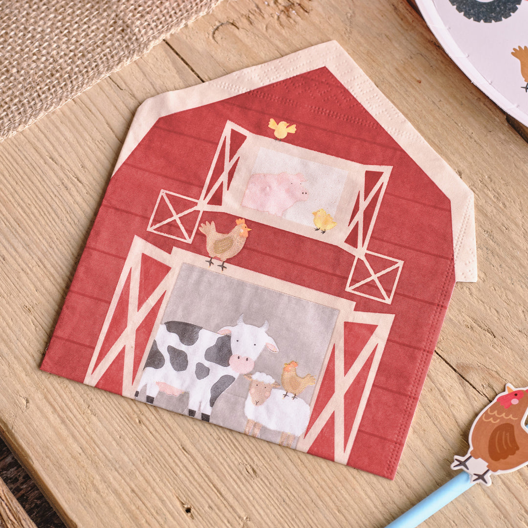 Ginger Ray Barn Shaped Farm Paper Party Napkins