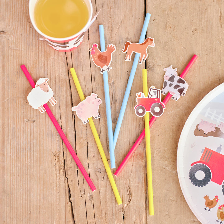 Ginger Ray Farm Animals Party Paper Straws