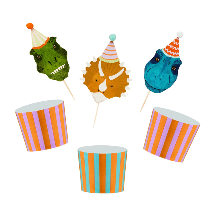 Dinosaur Food Picks & Food Cup Set | Pack of 12