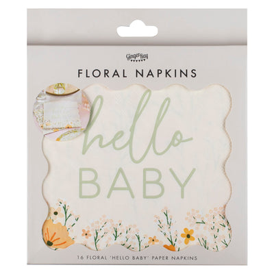 Ginger Ray Hello Baby Floral Baby Shower Napkins
