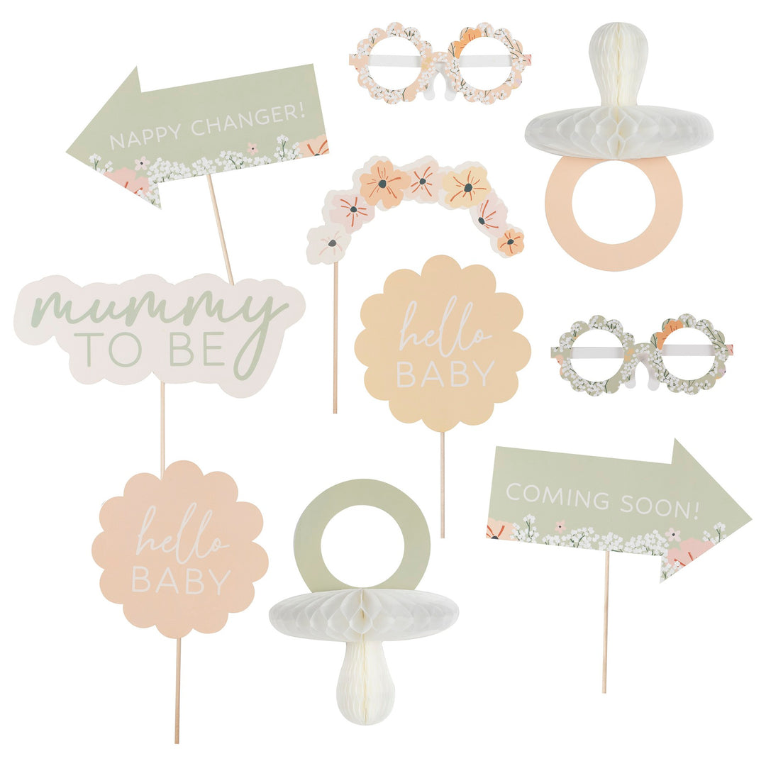 Ginger Ray Floral Baby Shower Photo Booth Props