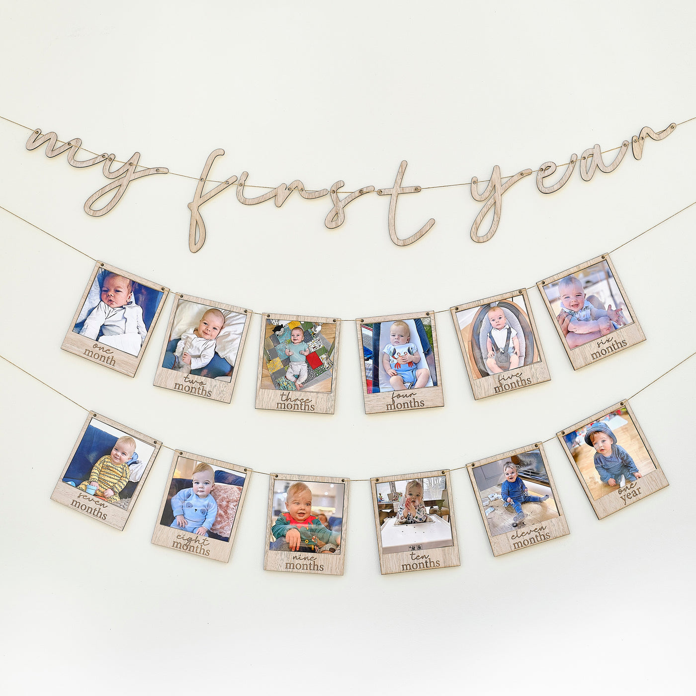 Ginger Ray My First Year Wooden Baby Photo Bunting