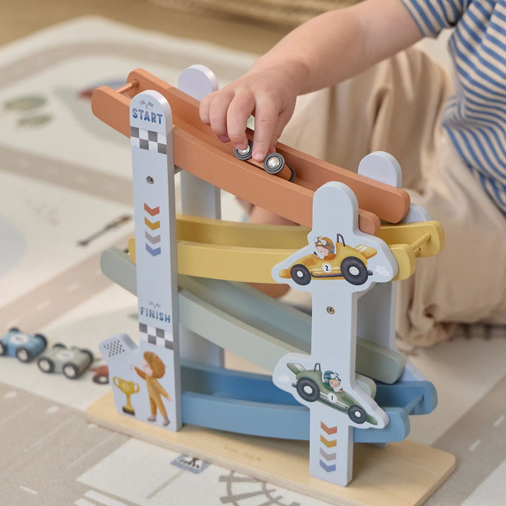Wooden Ramp Racer Track | Blue