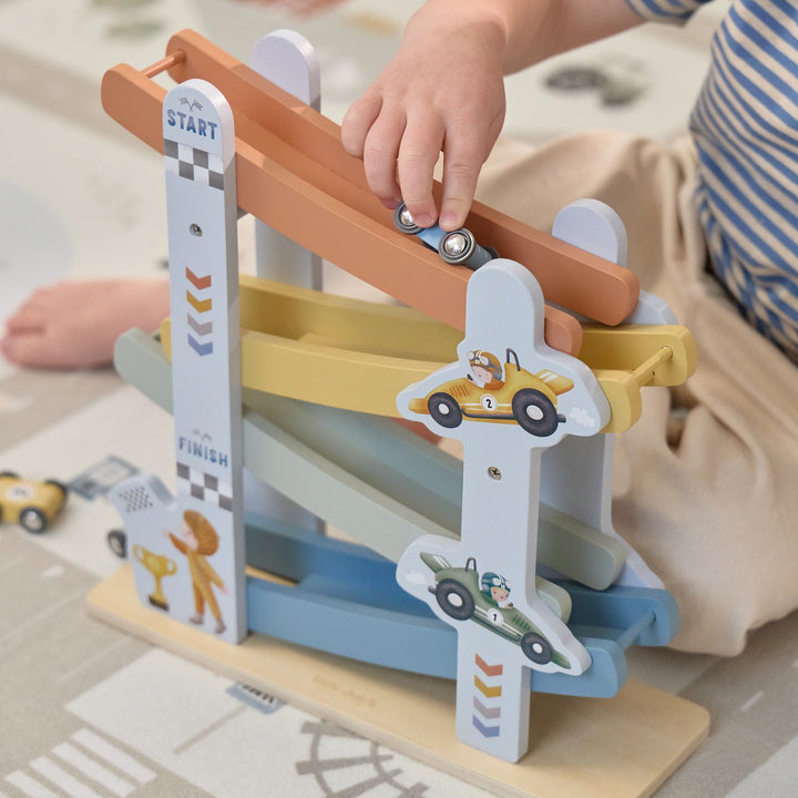 Wooden Ramp Racer Track | Blue