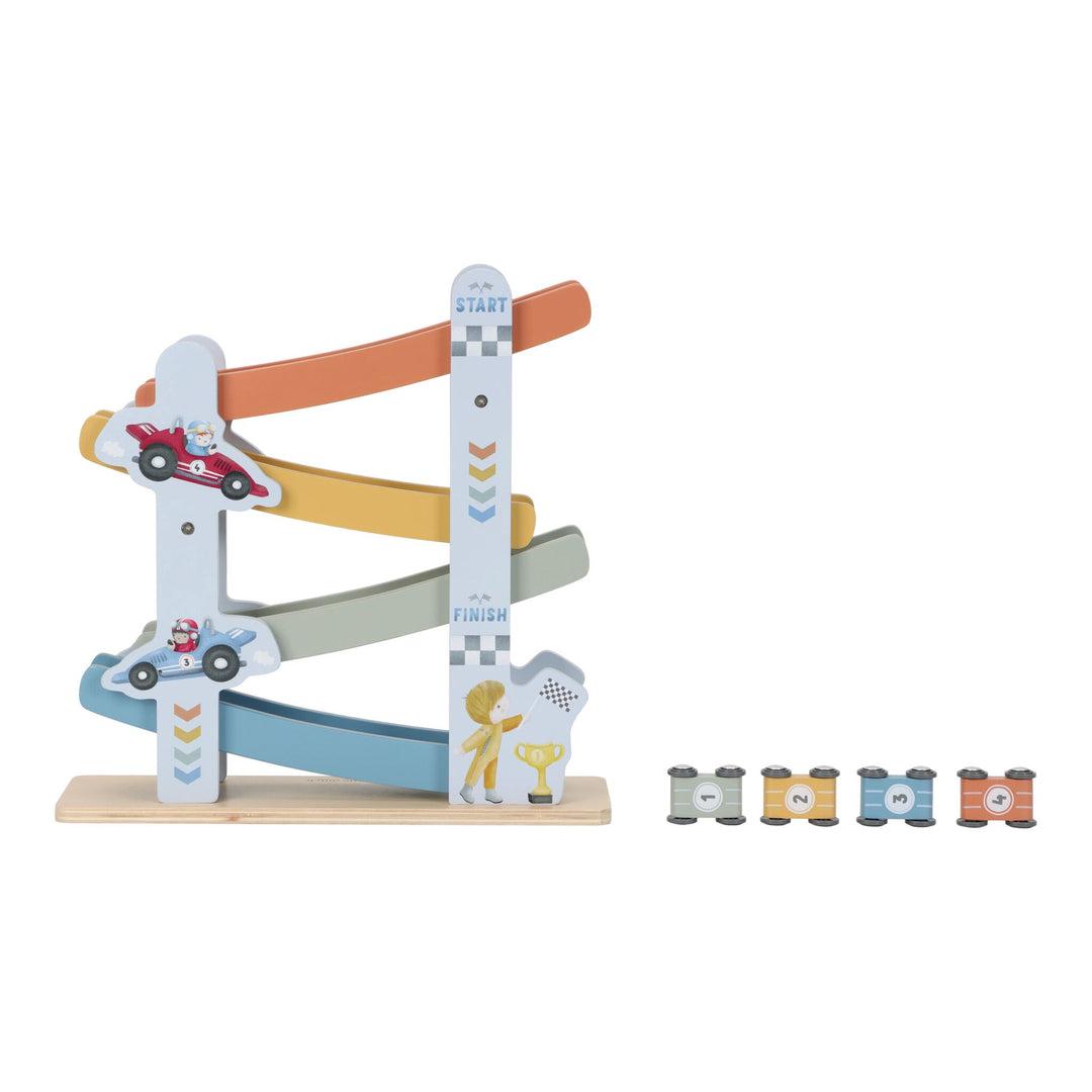 Wooden Ramp Racer Track | Blue