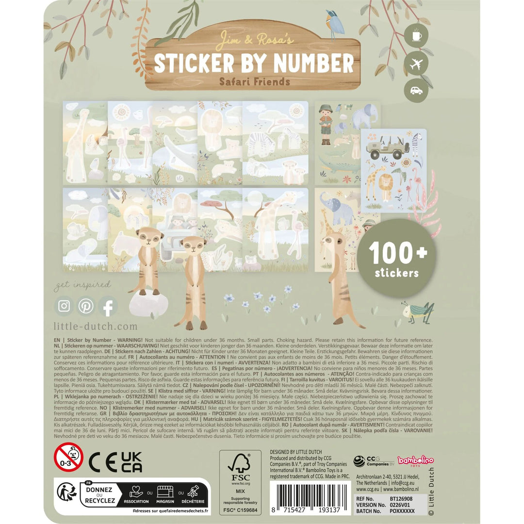 Sticker Book By Numbers Rosa | Safari Friends