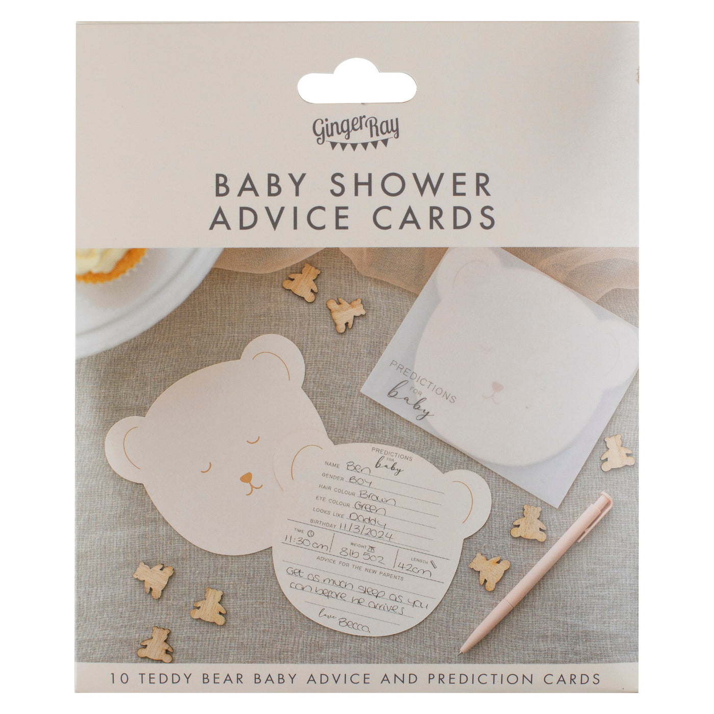 Ginger Ray Teddy Bear Baby Shower Advice Cards