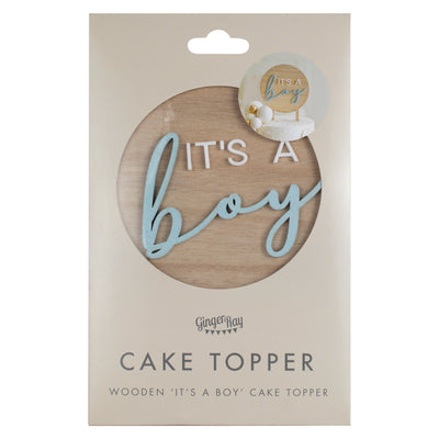 Ginger Ray It's a Boy Wooden Cake Topper