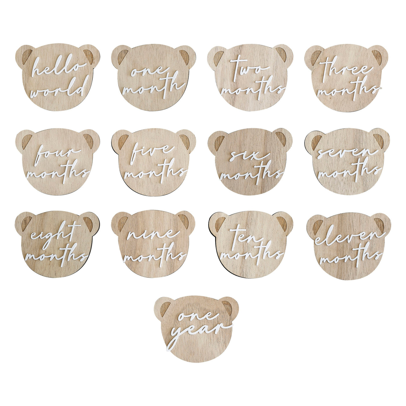 Ginger Ray Wooden Teddy Bear Baby Milestone Signs