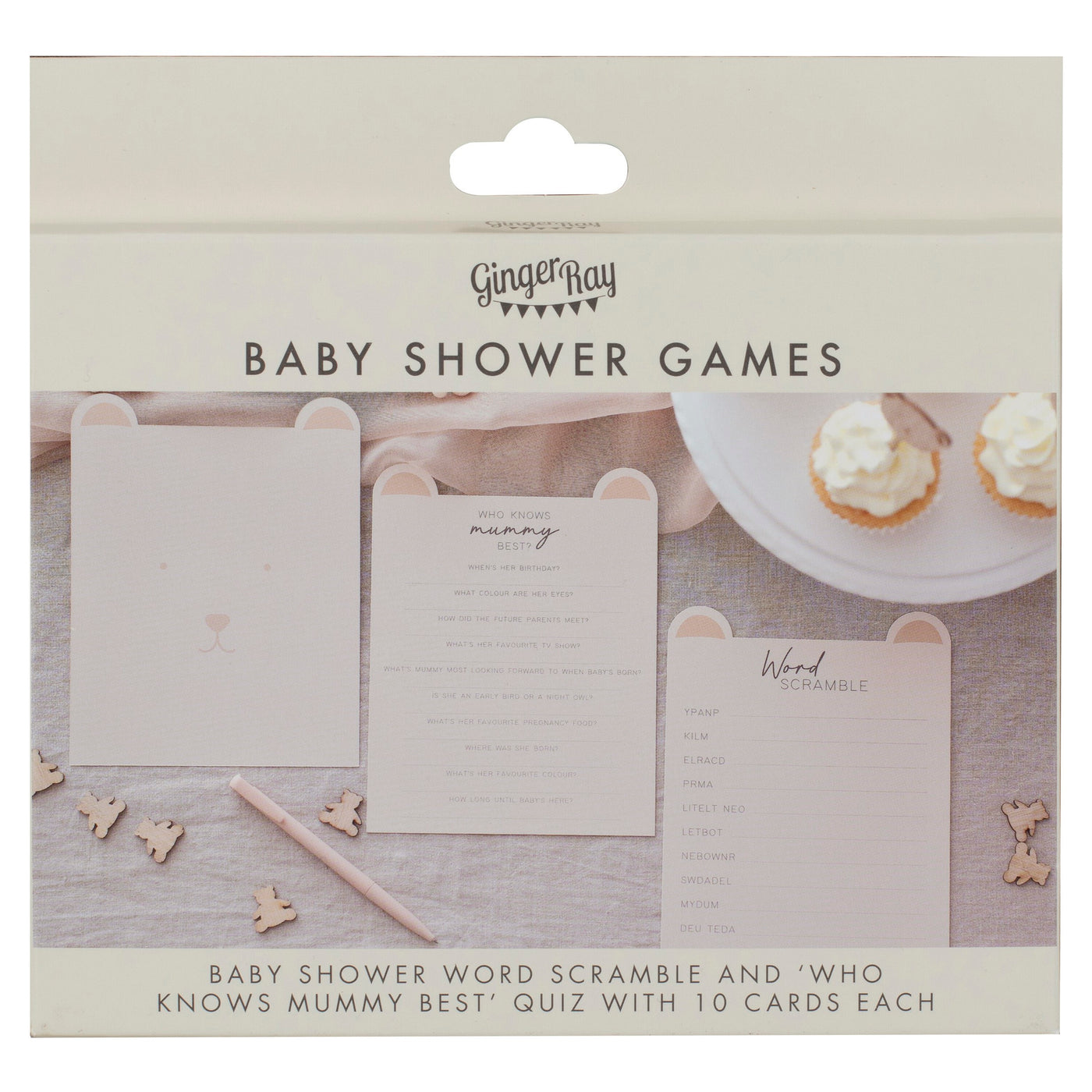 Ginger Ray Teddy Bear Baby Shower Games Pack