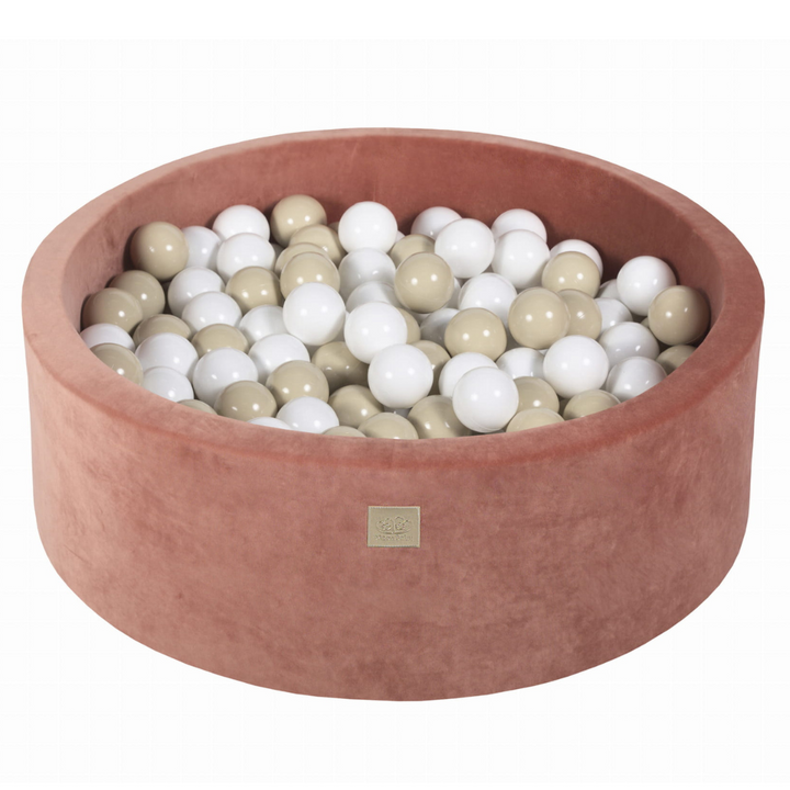 Velvet Marsala Red Ball Pit - White & Beige Balls