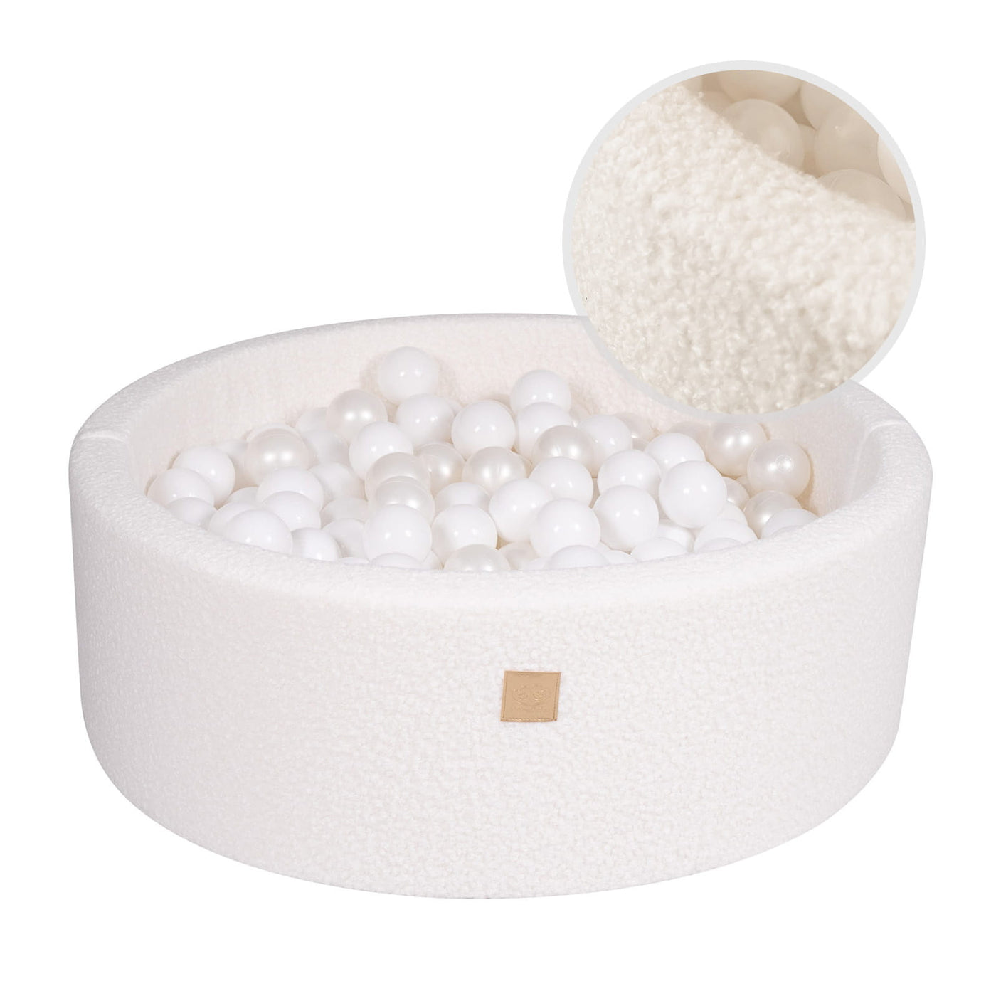 White Boucle Ball Pit | White, Clear & Pearl White Balls
