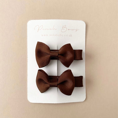 Pigtail Mini Pinchbow Clips | Chocolate