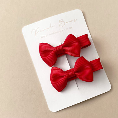 Pigtail Mini Pinchbow Clips | Red