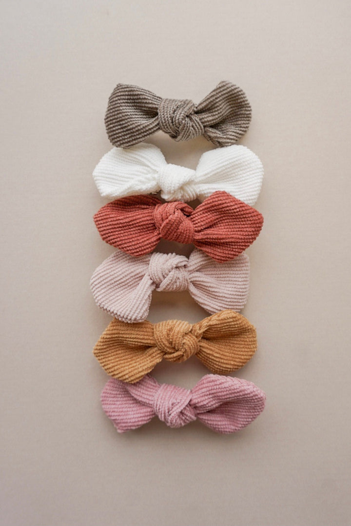 Corduroy Bow Clip | White