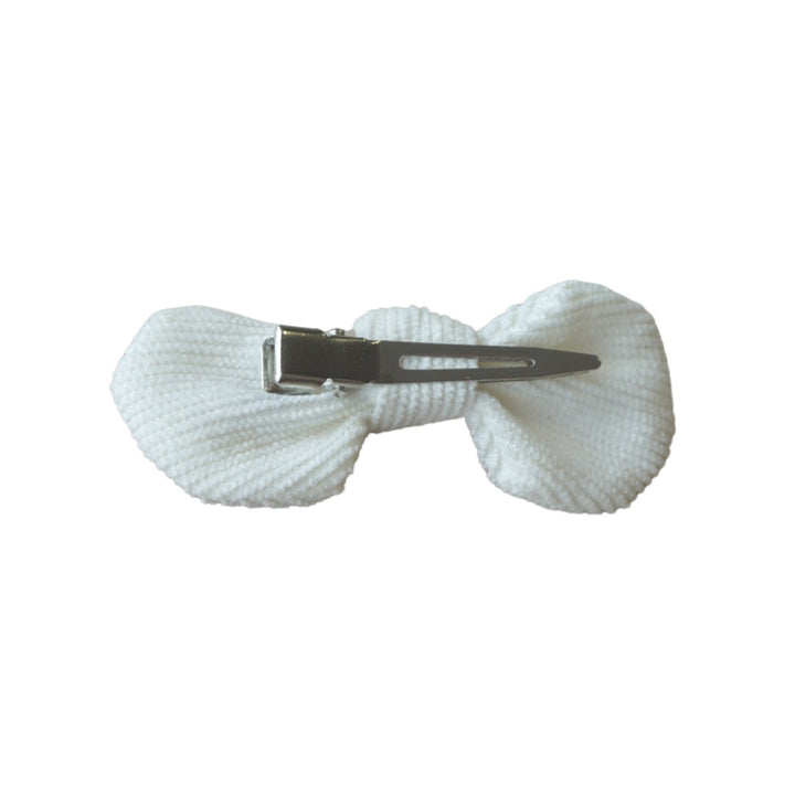 Corduroy Bow Clip | White